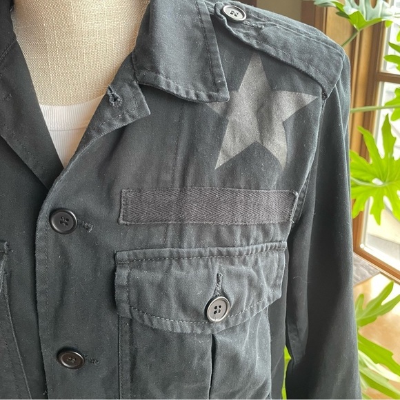 Pistola Camilo Star Print Military Shirt Jacket in Black - Picture 6 of 16